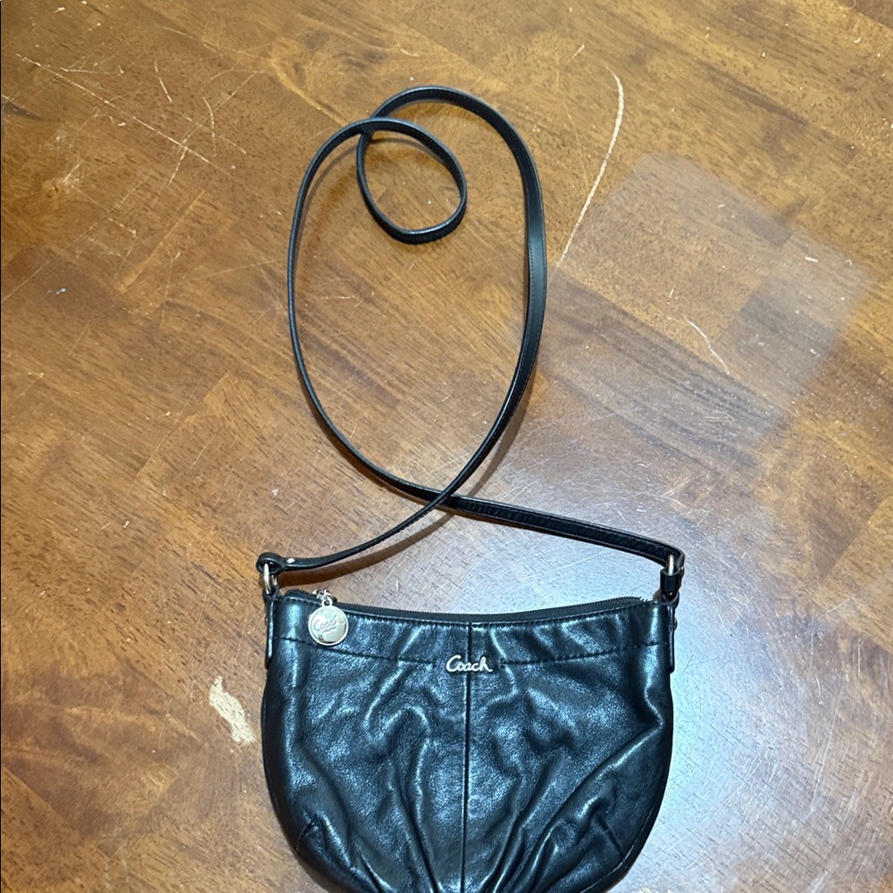 Coach Black Gathered Leather Crossbody Bag